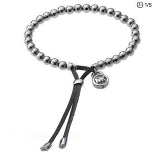 Michael Kors Sterling Silver Beaded Pull-Cord Bracelet - Silver